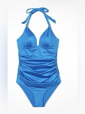 Victoria's Secret new Ruched
Push Up Halter One-Piece Swimsuit L beach vacation
